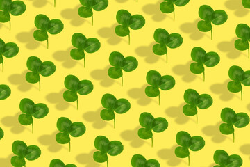 Clover leaf pattern on colored background. Abstract background for St. Patrick's Day
