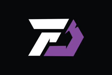 abstract simple letter fd simple geometric logo vector with black background