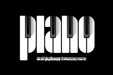 Piano style font design, music concert alphabet, letters and numbers vector illustration © piai