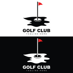 vector icon logo golf ball, stick, and golfing. Outdoor Games, retro concept illustration