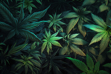 Naklejka na ściany i meble Weed plant pattern background texture, detailed art