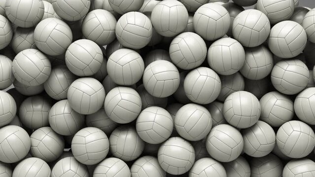 Volleyball balls fall from above and fill the entire screen.