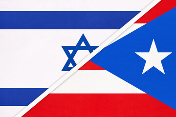 Israel and Puerto Rico, symbol of country. Israeli vs Rican national flags.