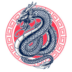 japanese dragon design with circle ornament suitable for t-shirt designs, wallpapers, tattoos and others