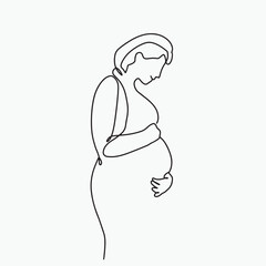 continuous line, one line
International Mother's Day holding a baby pregnant mother family warm illustration hand drawn simple vector