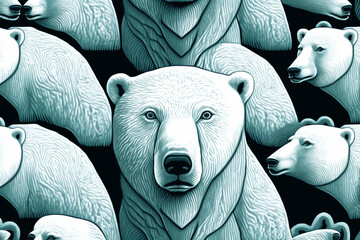 White polar bear animal pattern background texture, detailed art