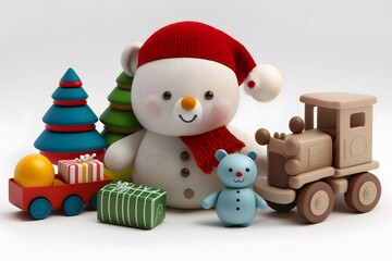 toys christmas white background created using AI Generative Technology