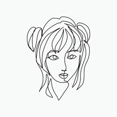 Surreal Faces Continuous line, drawing of set faces and hairstyles, fashion concept, woman's beauty, minimalist, vector illustration, pretty sexy. Take care of yourself.