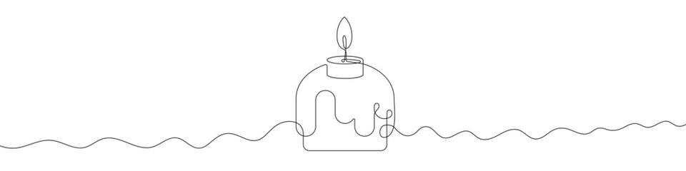 Easter cake with candle. Continuous line drawing background. Abstract Easter background. Vector illustration.