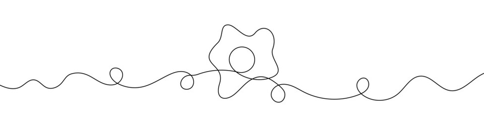 Fried eggs one line. Vector illustration. One line drawing background. Continuous line drawing of fried eggs. Fried eggs linear icon