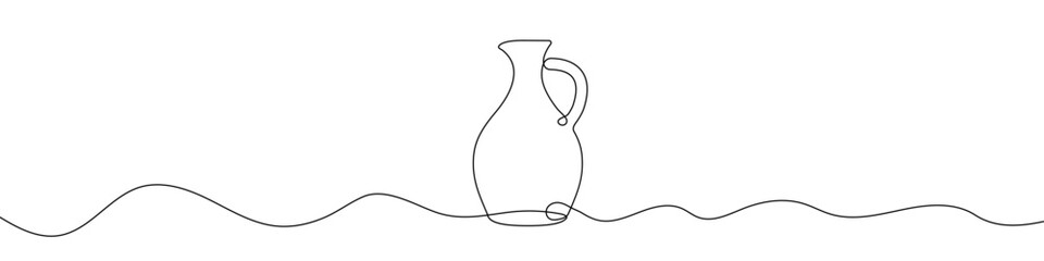 Continuous line drawing of water jug. Line art of jug. One line drawing background. Vector illustration.