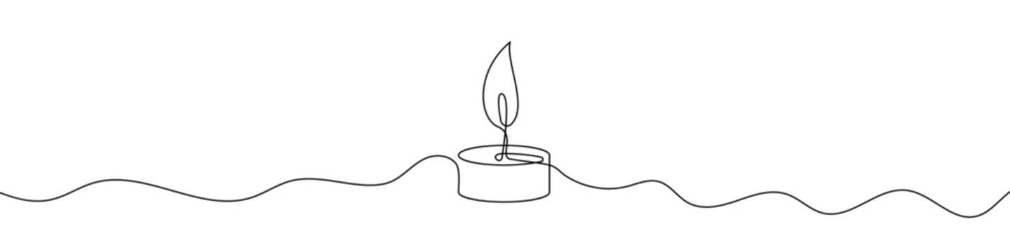 recommend clip art: Continuous line drawing of candle. Candle one line icon. One line drawing background. Vector illustration. Christmas candle icon