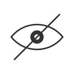 Crossed out eye icon. Sensitive content symbol isolated on white background. Warning censorship sign hiding image or video with scenes of violence or nudity
