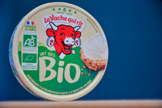 The Laughing Cow (French: La vache qui rit) is a brand of processed cheese products made by Fromageries Bel. Product shown is the bio version. 