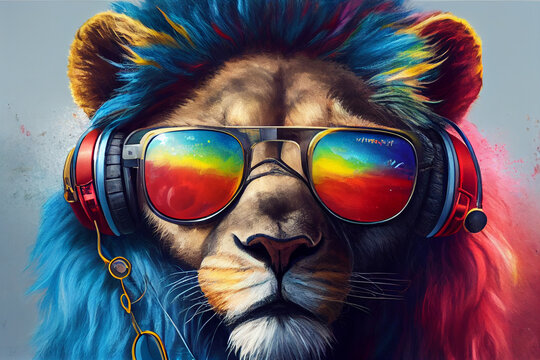 Colorful Lion Artwork - Modern and Cool Pop Art Design for Influencer and Art Lovers

