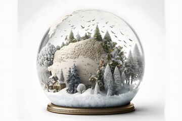snow global christmas  white background created using AI Generative Technology