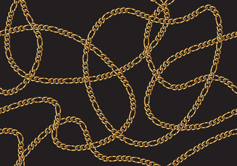 Seamless pattern of golden chains, graphic design for fashion, poster, wallpaper, backdrop design