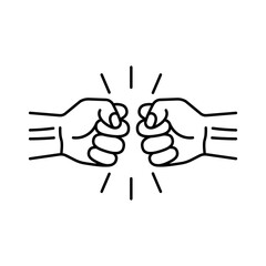 Fist linear icon. Punch icon. Fists bumping. Struggle logo. Vector illustration.