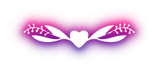 Set of wreath love design neon