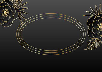 Black background with golden lineal oval frame