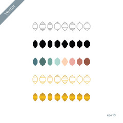  Collection of Islamic Windows And Arches In Oriental Style With Modern Boho Design, Moon, Mosque Dome, And Lanterns Set of Islamic shape window frame in line black retro boho golden color. Flat style