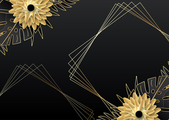 abstract background with golden flowers