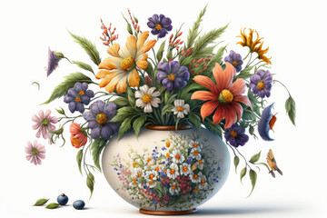 spring flowers in a vase, Generative ai