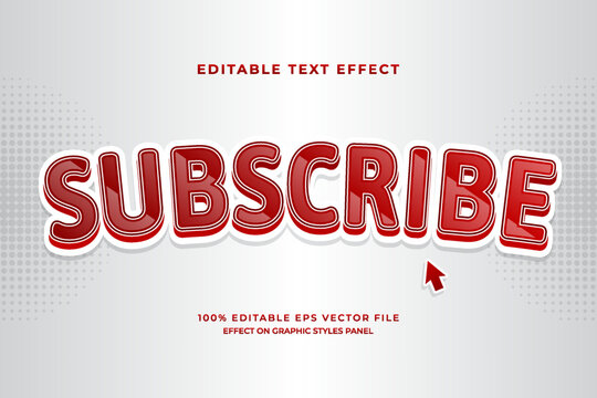 decorative subscribe editable text effect vector design