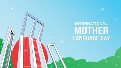 21 February Shaheed Minar Vector International Mother Language Day Background Design with shahid minar Shohid Dibosh poster