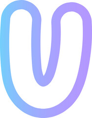 cute hands draw alphabet letter outline in gradient blue and purple