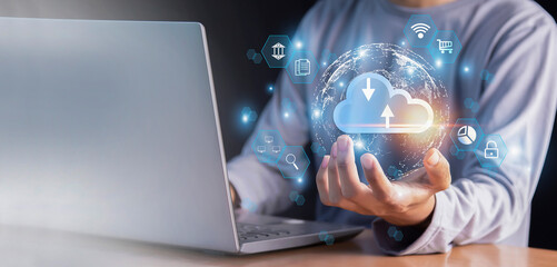 Cloud and Electronic Storage Global Internet Connection.