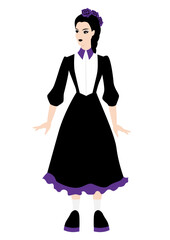 Illustration of girl in gothic style. Dark dress. Image for holiday and party.