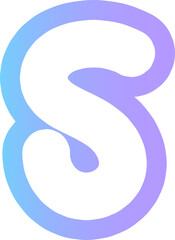 Naklejka premium cute hands draw alphabet letter outline in gradient blue and purple