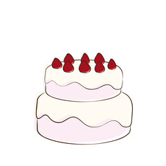 Strawberry Cake　かわいい手描き風イラスト、png