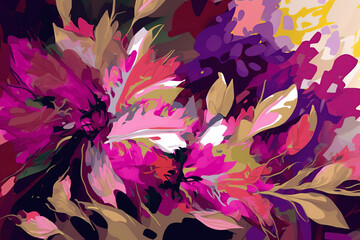 Illustration of multi-colored flower wall background generative AI tools.