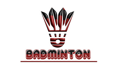 badminton 3d logo, badminton shuttle 3d icon, badminton 3d emblem logo