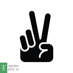 Fototapeta na wymiar Hand gesture V sign for victory or peace glyph icon. Simple solid style for apps and websites. Vector illustration on white background. EPS 10.