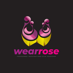 Silk Rose Fashion Wear Ornamental W Letter Logo