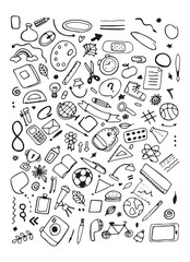 Back to school vector set of bright elements. Educational clipart. School supplies. Cute flat style classroom objects. Ready for school stuff. Back to school. Vector illustration