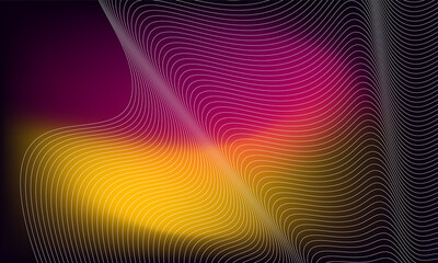 Wavy lines on gradient background. Flow shape backdrop. 
