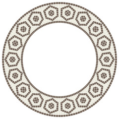 Ancient mosaic frame. Decorative antique stone ornament.