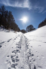 Winter landscape around Castelluccio di Norcia, Italy