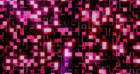 Abstract background of pink shiny mirror iridescent squares and rectangles digital hi-tech