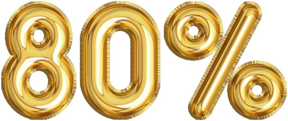Golden balloon 80 Percent off Discount label © xiaolinshiart