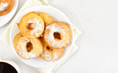 Homemade donuts on white plate