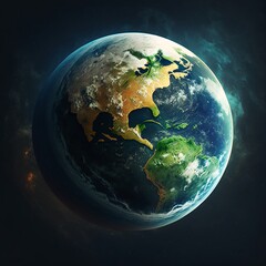Earth illustration on black background isolated