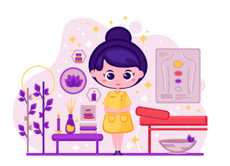 Cute Girl Massaure For Healing Focus Character