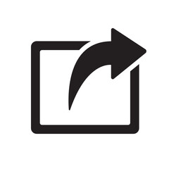 Simple share icon with square and arrow for transfer data with background.