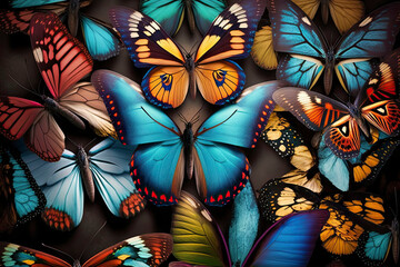 Beautiful background with butterflies. Generative AI.
