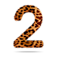 Number 2 design with leopard fur texture